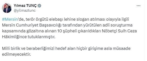 Terör örgütü lehine slogan atan 10 şüpheli tutuklandı