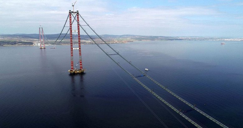 1915 Çanakkale Köprüsü’nde ana kabloların montajı devam ediyor! Dünyanın etrafını 4 defa dolanacak uzulukta