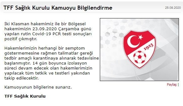 3 hakemin koronavirüs testi pozitif!