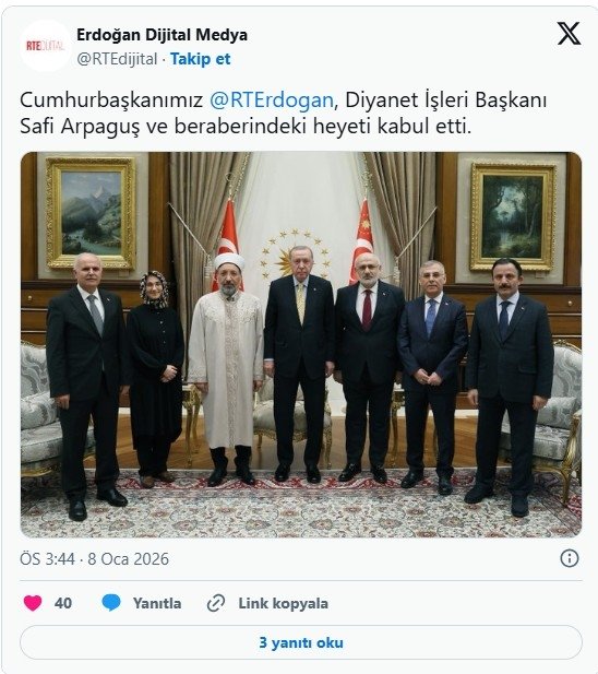 Başkan Erdoğan, Diyanet İşleri Başkanı Arpaguş’u kabul etti