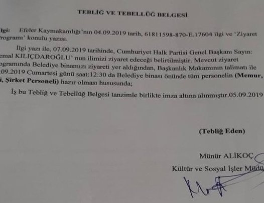 Kılıçdaroğlu’nu karşılamak için belediye personeline talimat