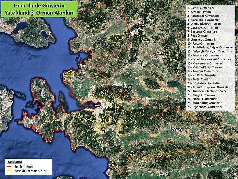 İzmir’de 26 bölgedeki ormanlık alana girişler yasaklandı