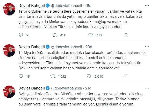 Bahçeli: Dökülen her şehit kanının hesabı damla damla sorulacaktır