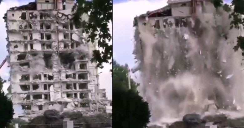 İzmir’de panik anları! Kontrollü yıkımda bina bir anda çöktü