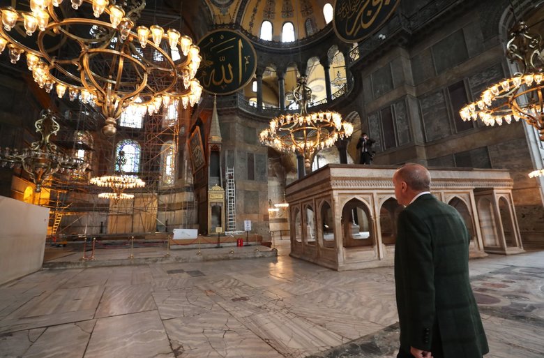 Son dakika: Başkan Recep Tayyip Erdoğan Ayasofya Camii’nde incelemelerde bulundu