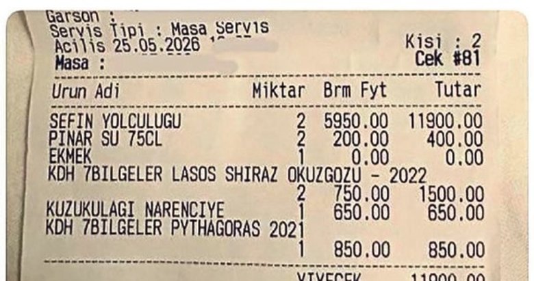 Adisyondaki yüksek hesap tepki çekti