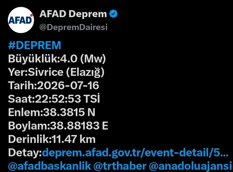 Elazığ’da korkutan deprem!