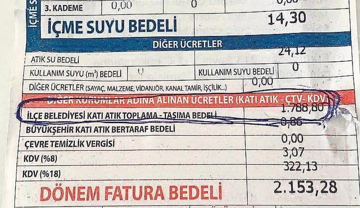 14 liralık su kullanan esnafa 2 binlik fatura
