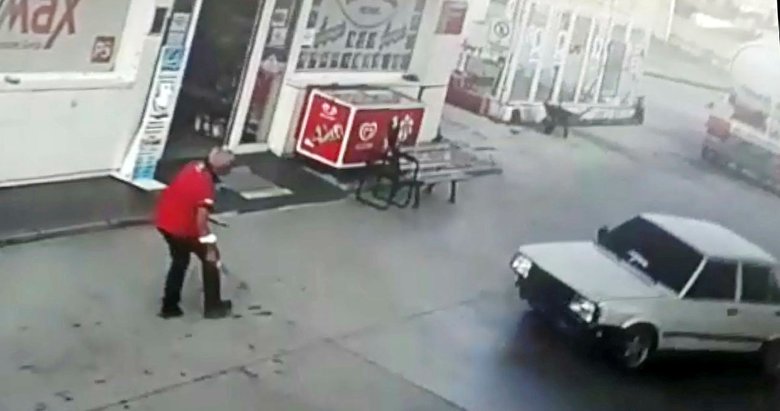 Afyon’da akılalmaz olay! Tartıştığı istasyon görevlisine otomobiliyle çarptı