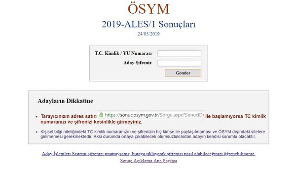 ALES sonuçları açıklandı! ÖSYM-2019 ALES/1 sonuç sorgulama