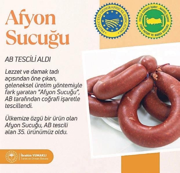 Afyon sucuğuna AB’den coğrafi işaret tescili