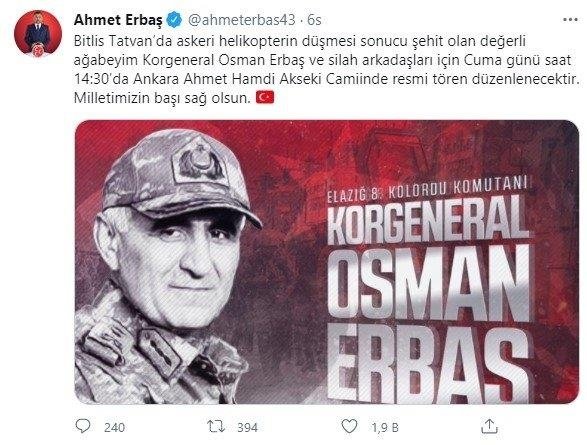 MHP’li Kütahya Milletvekili Ahmet Erbaş’ın habersizce yaptığı paylaşım yürekleri burktu