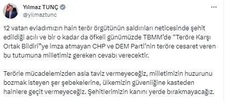 Şehitler için ortak bildiriye CHP ve Dem Parti imza koymadı