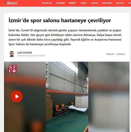 Izmir Valiligi Salgin Nedeniyle Spor Salonunun Hastaneye Cevrildigi Iddiasini Yalanladi Izmir Haberleri