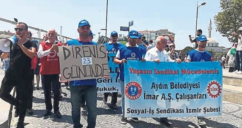 Aydın’da işçiler CHP’li belediyeyi protesto etti