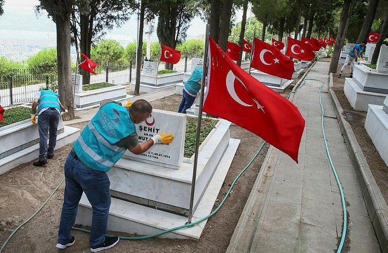izmir de yukumluler sehitligin temizlik ve bakimini yapti izmir haberleri