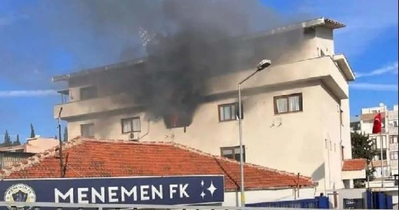 Menemen FK kulüp binasında korkutan yangın! Maddi hasar meydana geldi