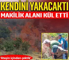 Kendini yakacaktı makilik alanı kül etti