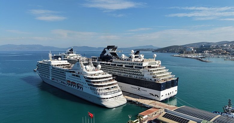 Kuşadası’na demir attı: İki kruvaziyer 2 bin 723 turist geldi