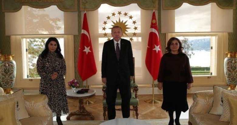 Başkan Erdoğan, Vahdettin Köşkü’nde Aygün Attar ve Sevil Nuriyeva’yı kabul etti