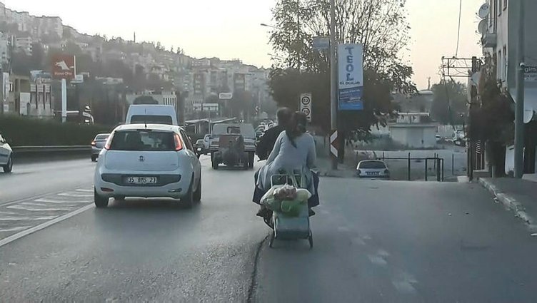 Bursa - İzmir yolu üzerinde şok eden görüntü!  Motosikletin arkasına öyle bir şey bağladı ki...