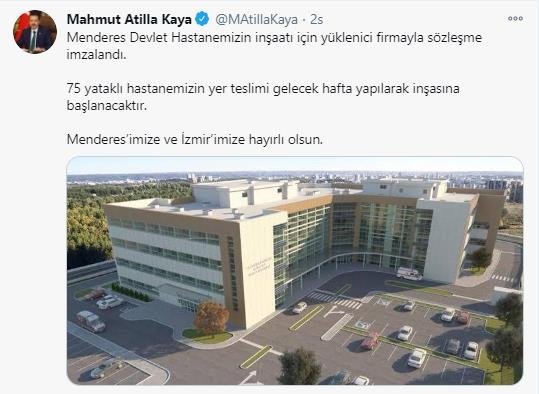 Menderes Devlet Hastanesi inşaatı yeniden başlıyor! AK Partili Kaya güzel haberi verdi
