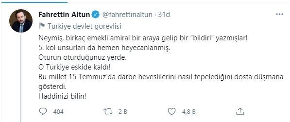 Küstah bildiriye sert tepki: Haddinizi bilin, o Türkiye eskide kaldı