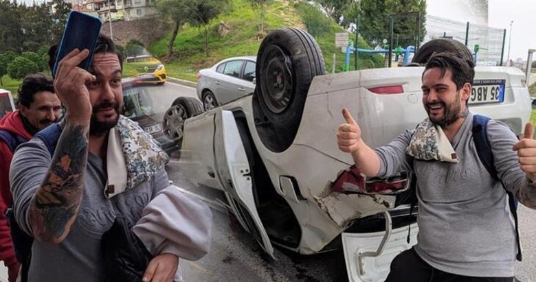 İzmir’de kaza yapan ehliyetsiz sürücü, telefonunun derdine düştü