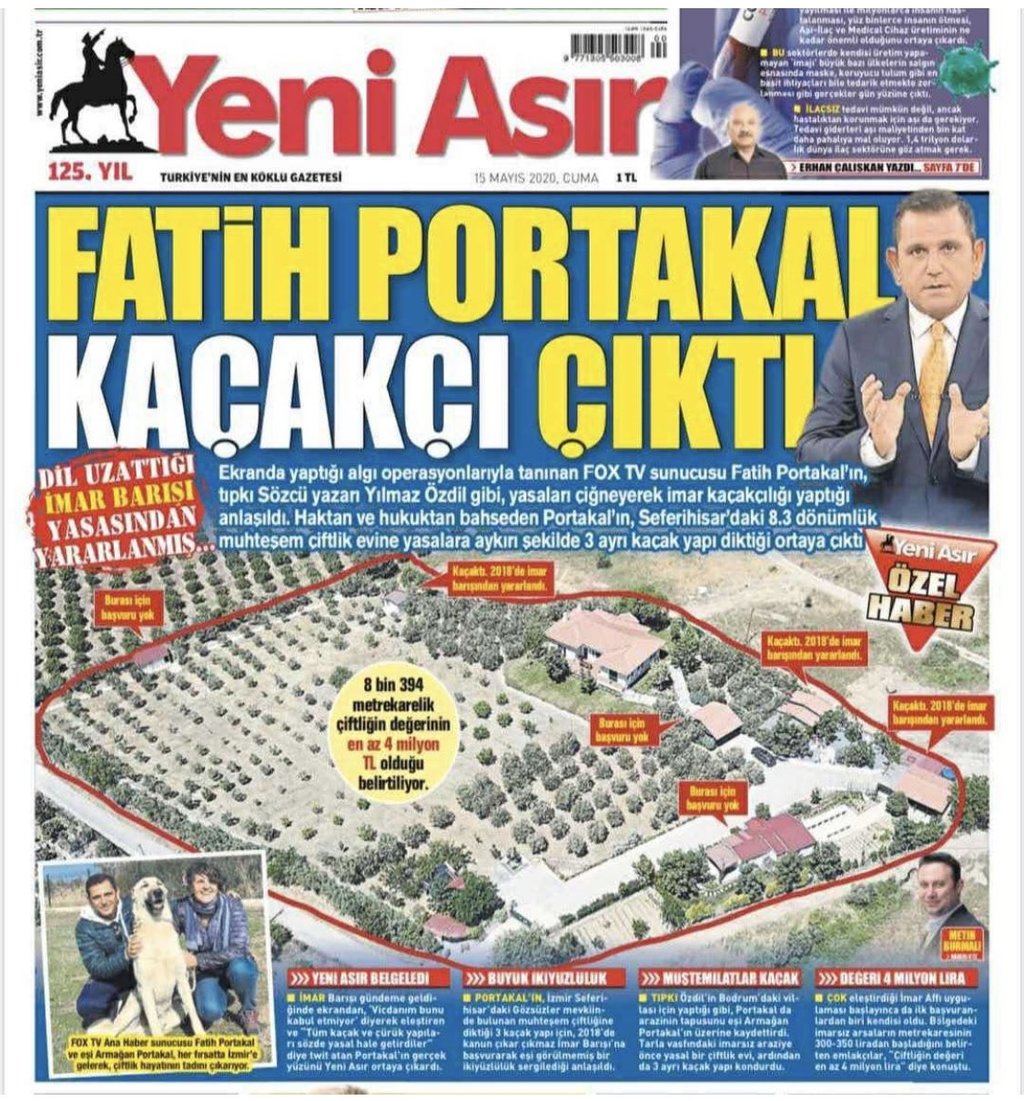 Yeni Asır’ın manşeti gündemi belirledi! Fatih Portakal’ın çiftliğindeki kaçak yapı skandalına tepki yağdı...