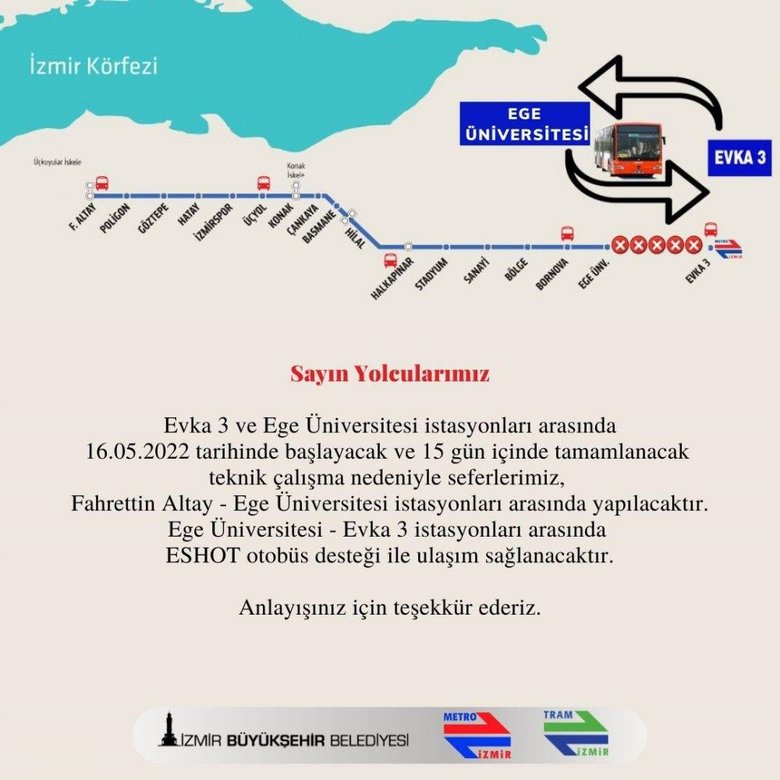 İzmir’de metro kullanacaklar dikkat! O iki durak arasında 15 gün sefer yapılmayacak