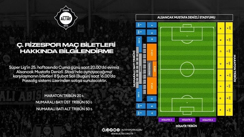 Altay - Çaykur Rizespor maçının biletleri satışa çıkıyor