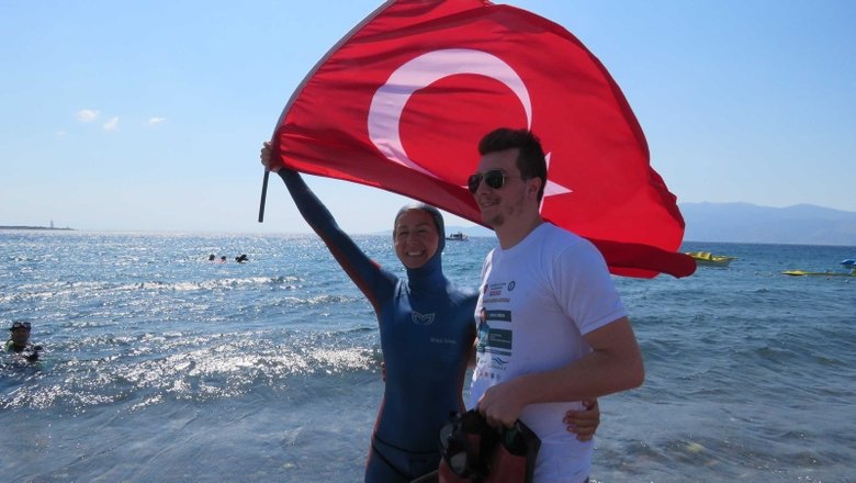 Milli sporcu Birgül Erken, 165 metre dalışla Guinness Rekoru’nu kırdı