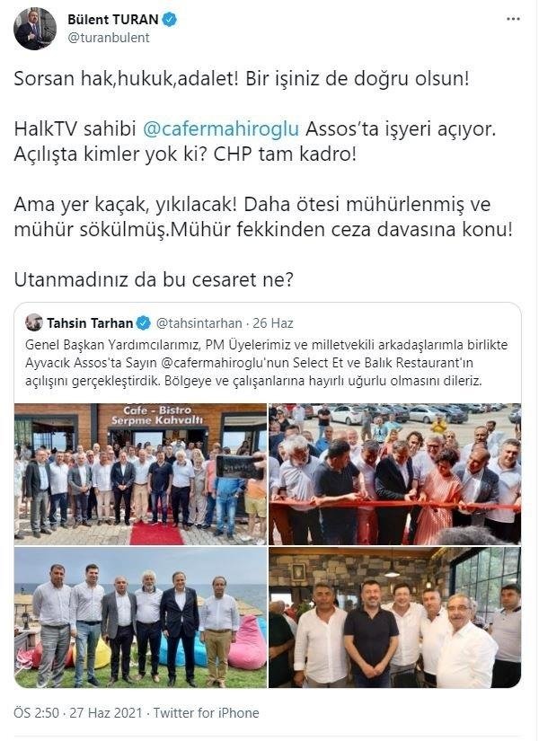 CHP’den Ayvacık Asos’taki kaçak restoranının açılışına yoğun ilgi! Bakın sahibi kim çıktı?