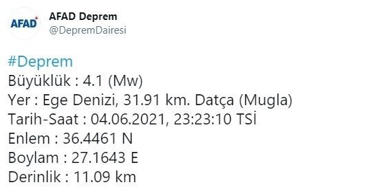 Son dakika: Datça’da deprem!