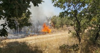 Afyon’da iki katlı ahşap ev alev alev yandı