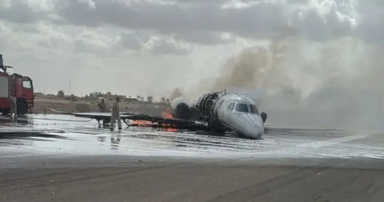 Son dakika: Libya’da özel uçak iniş sırasında pistten çıktı