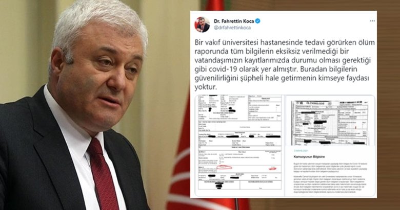 Sağlık Bakanı Fahrettin Koca, CHP’li Tuncay Özkan’ın koronavirüs yalanını belgesiyle çürüttü