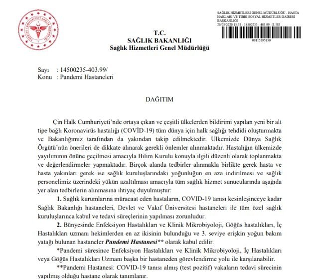 Son dakika: Özel ve Vakıf hastaneleri salgın pandemi hastanesi ilan edildi