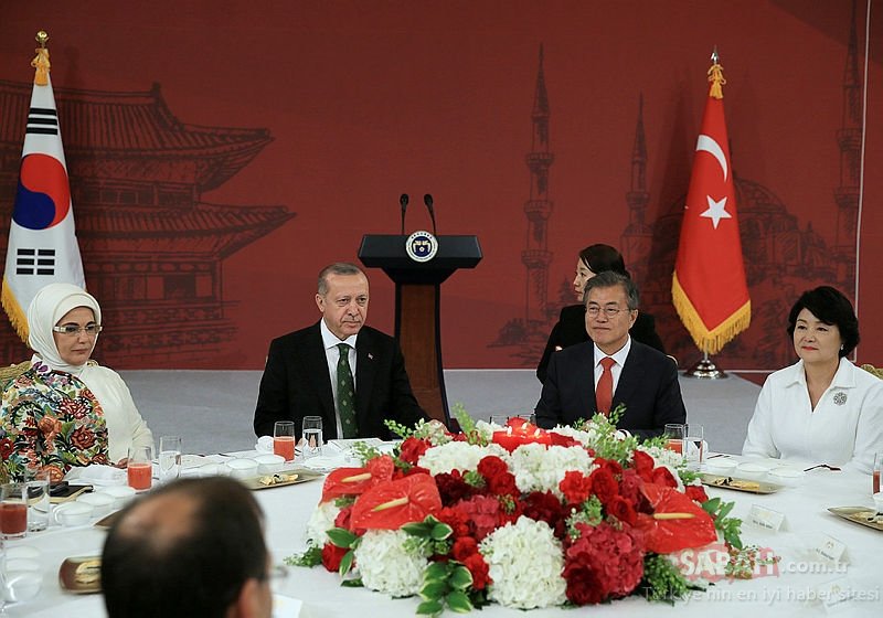 Cumhurbaşkanı Erdoğan Güney Kore’de onuruna verilen akşam yemeğine katıldı