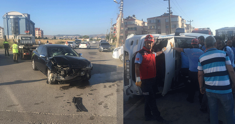 Balıkesir’de minibüsle otomobil çarpıştı: 1 ölü, 13 yaralı