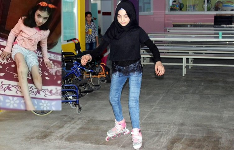 Suriye’deki savaşta bacağını kaybeden Nur, İzmir’de hayata tutundu! Şimdi patenle kayıyor