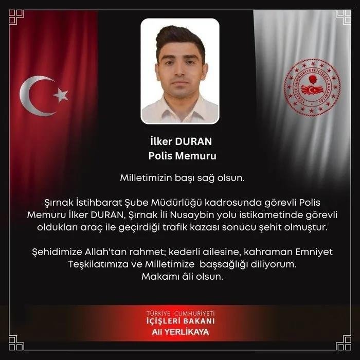 Bakan Yerlikaya duyurdu! 1 polisimiz şehit oldu