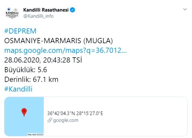 Ege'de korkutan deprem!