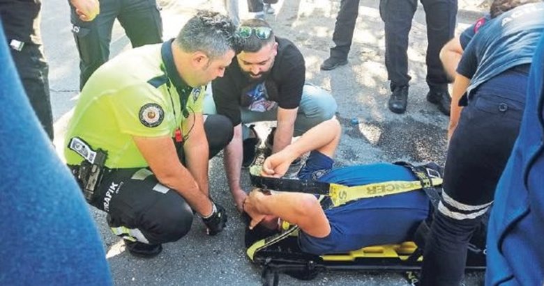 Taksinin çarptıgı polis memuru yaralandı