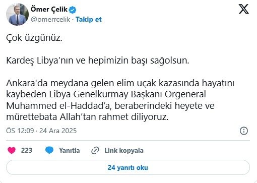 AK Parti Sözcüsü Çelik’ten uçak kazasına ilişkin açıklama