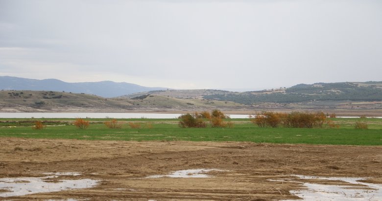 Suları çekilen baraj gölü tarım alanına döndü
