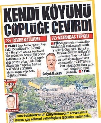 Urla Belediyesi’nden ikinci çevre katliamı
