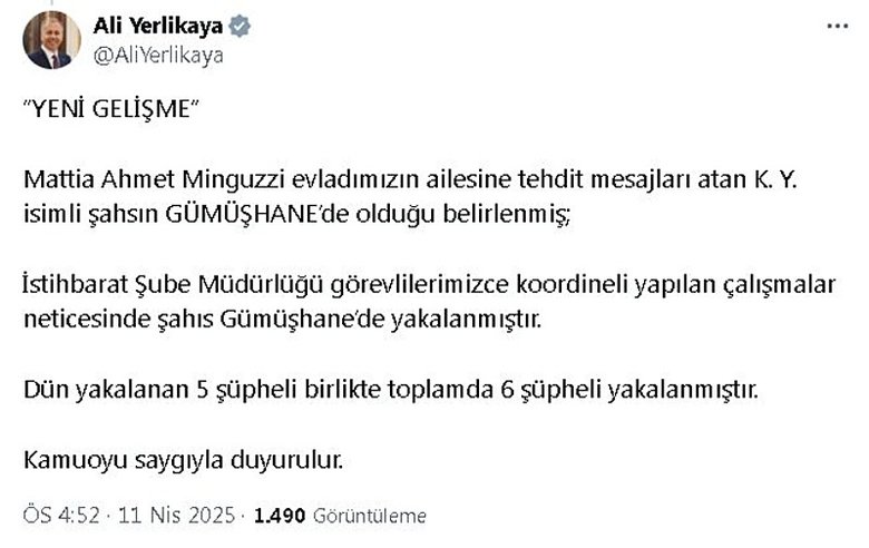 Mattia Ahmet Minguzzi cinayetinde yeni gelişme!
