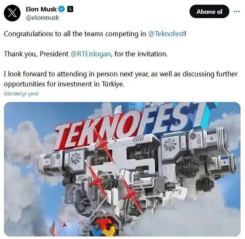 Elon Musk’tan dikkat çeken TEKNOFEST paylaşımı