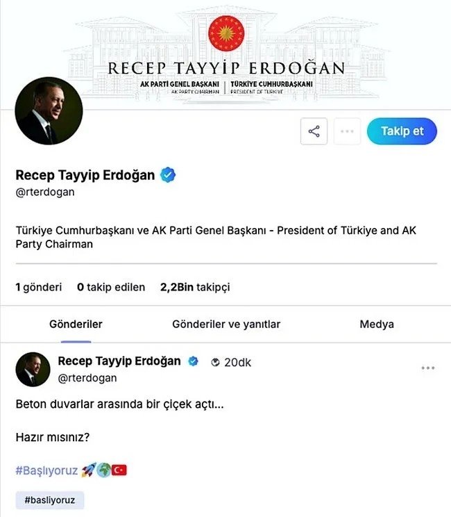 Başkan Erdoğan NSosyal’den ilk paylaşımını yaptı